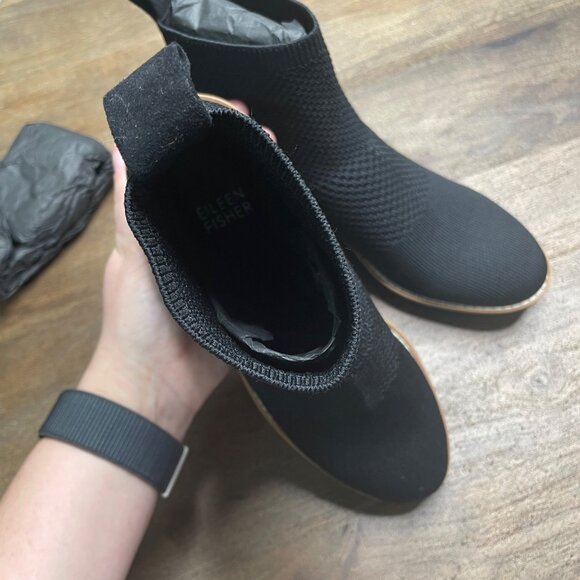Eileen Fisher Black London Recycled Stretch Knit Bootie Womens Size 6 NEW NWT - Picture 9 of 9